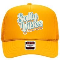 Retro Salty Vibes Beach Lover High Crown Mesh Back Trucker Hat