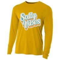 Retro Salty Vibes Beach Lover Cooling Performance Long Sleeve Crew