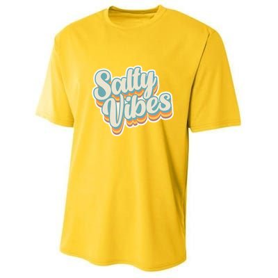 Retro Salty Vibes Beach Lover Youth Performance Sprint T-Shirt