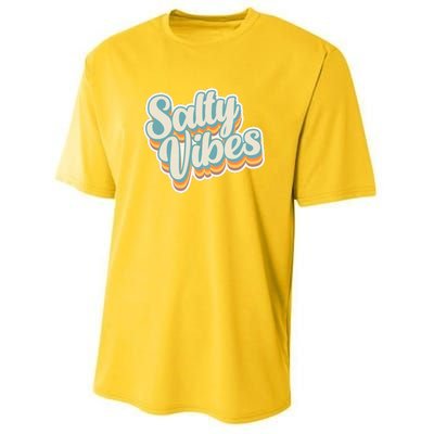 Retro Salty Vibes Beach Lover Youth Performance Sprint T-Shirt