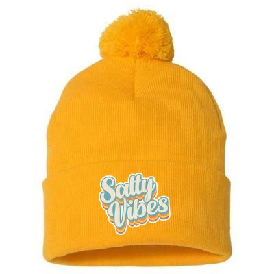 Retro Salty Vibes Beach Lover Pom Pom 12in Knit Beanie