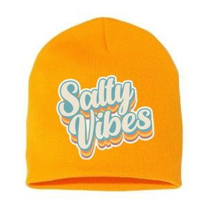 Retro Salty Vibes Beach Lover Short Acrylic Beanie