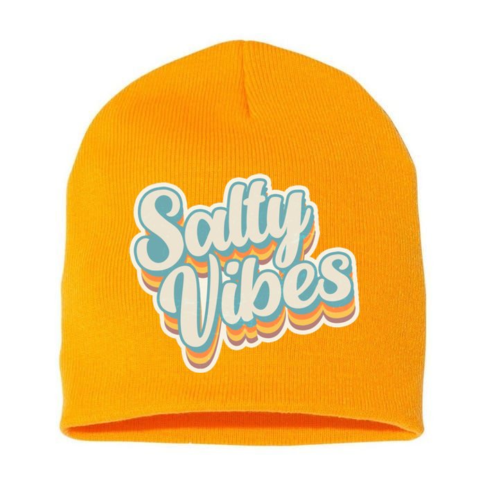 Retro Salty Vibes Beach Lover Short Acrylic Beanie