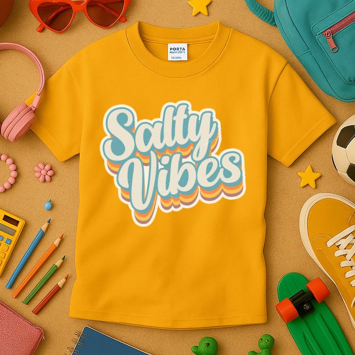 Retro Salty Vibes Beach Lover Kids T-Shirt