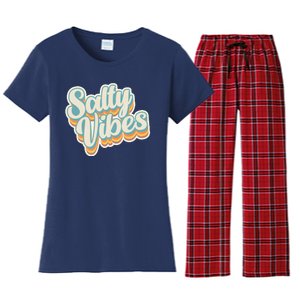 Retro Salty Vibes Beach Lover Women's Flannel Pajama Set