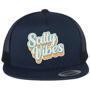 Retro Salty Vibes Beach Lover Flat Bill Trucker Hat