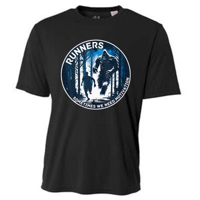 RUNNERS SOMETIMES WE NEED MOTIVATION Bigfoot Running Cooling Performance Crew T-Shirt