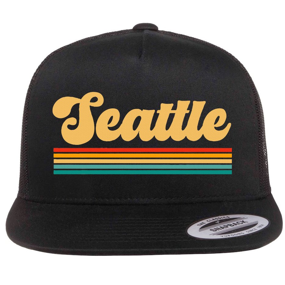 Retro Seattle Washington Flat Bill Trucker Hat