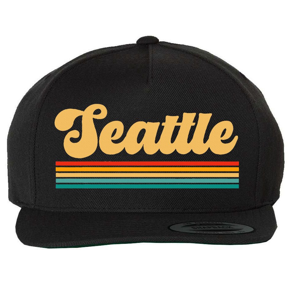 Retro Seattle Washington Wool Snapback Cap