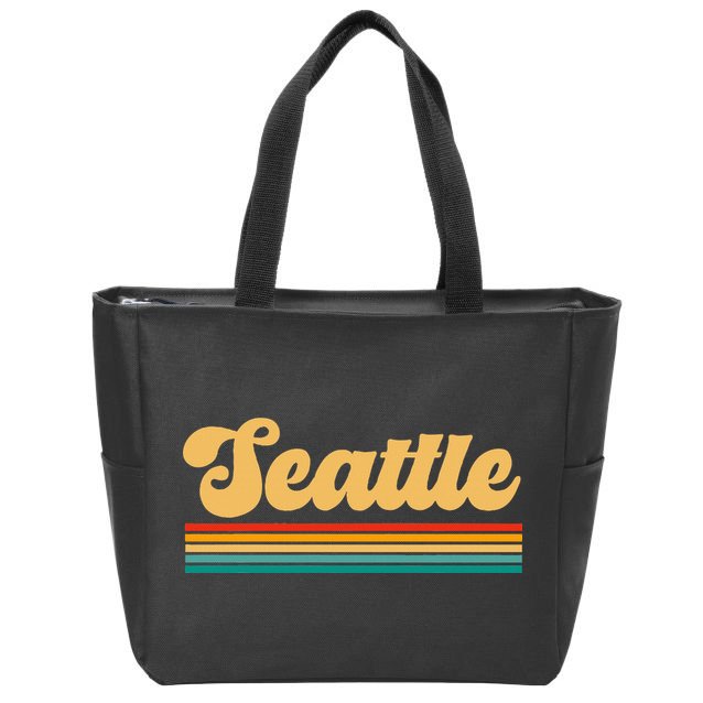Retro Seattle Washington Zip Tote Bag
