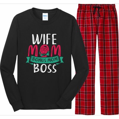 Roses Stepmom Wife Boss Mothers Day Funny Bonus Mom Gift Long Sleeve Pajama Set