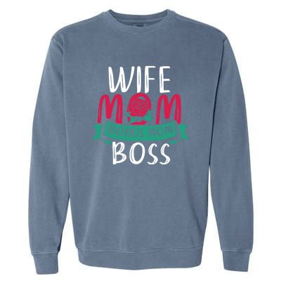 Roses Stepmom Wife Boss Mothers Day Funny Bonus Mom Gift Garment-Dyed Sweatshirt