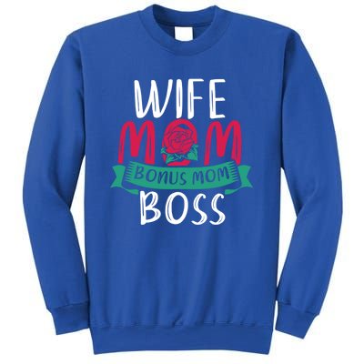 Roses Stepmom Wife Boss Mothers Day Funny Bonus Mom Gift Sweatshirt