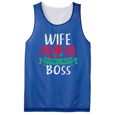 Roses Stepmom Wife Boss Mothers Day Funny Bonus Mom Gift Mesh Reversible Basketball Jersey Tank