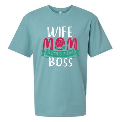 Roses Stepmom Wife Boss Mothers Day Funny Bonus Mom Gift Sueded Cloud Jersey T-Shirt