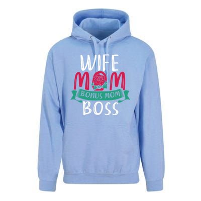 Roses Stepmom Wife Boss Mothers Day Funny Bonus Mom Gift Unisex Surf Hoodie