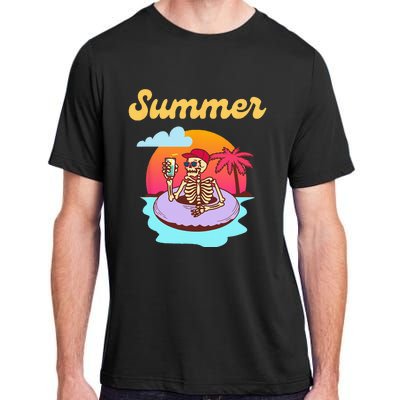 Retro Skeleton With Sunglasses Summer Goth Vacation Skull Adult ChromaSoft Performance T-Shirt