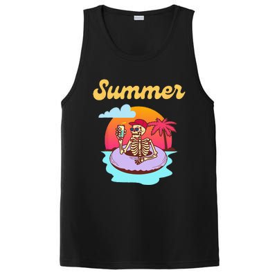 Retro Skeleton With Sunglasses Summer Goth Vacation Skull PosiCharge Competitor Tank