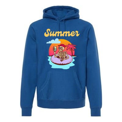 Retro Skeleton With Sunglasses Summer Goth Vacation Skull Premium Hoodie