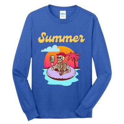 Retro Skeleton With Sunglasses Summer Goth Vacation Skull Tall Long Sleeve T-Shirt