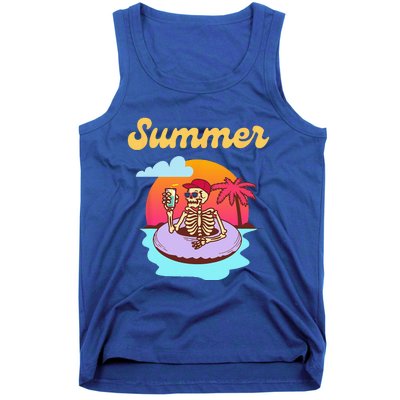 Retro Skeleton With Sunglasses Summer Goth Vacation Skull Tank Top