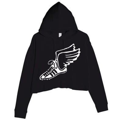 Running Shoe With Wings Track And Field Sneaker Crop Fleece Hoodie