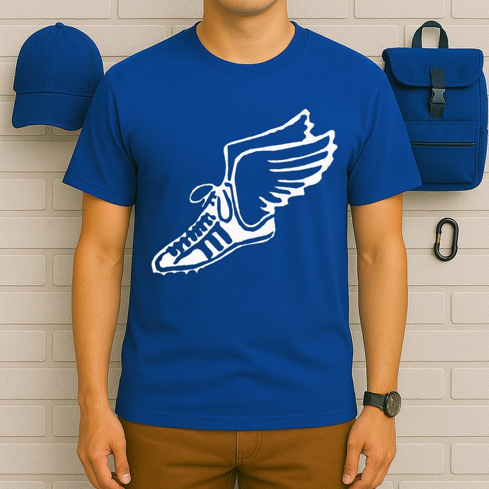 Running Shoe With Wings Track And Field Sneaker T-Shirt