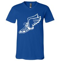 Running Shoe With Wings Track And Field Sneaker V-Neck T-Shirt
