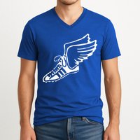 Running Shoe With Wings Track And Field Sneaker V-Neck T-Shirt