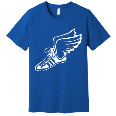 Running Shoe With Wings Track And Field Sneaker Premium T-Shirt
