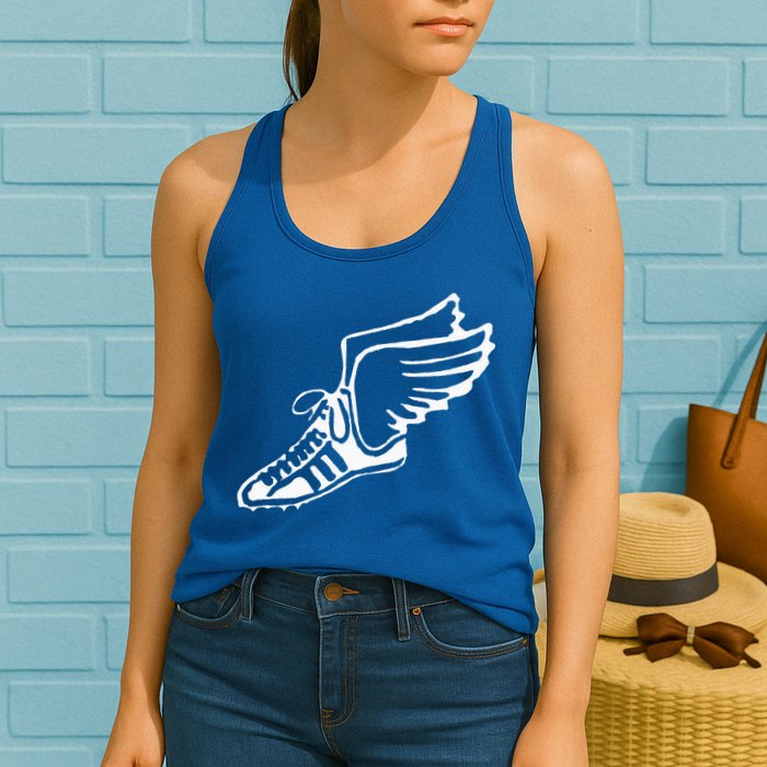 Running Shoe With Wings Track And Field Sneaker Womens Tank Top