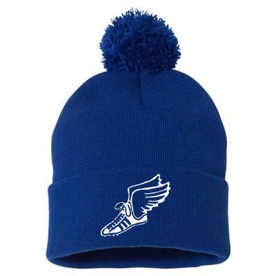 Running Shoe With Wings Track And Field Sneaker Pom Pom 12in Knit Beanie