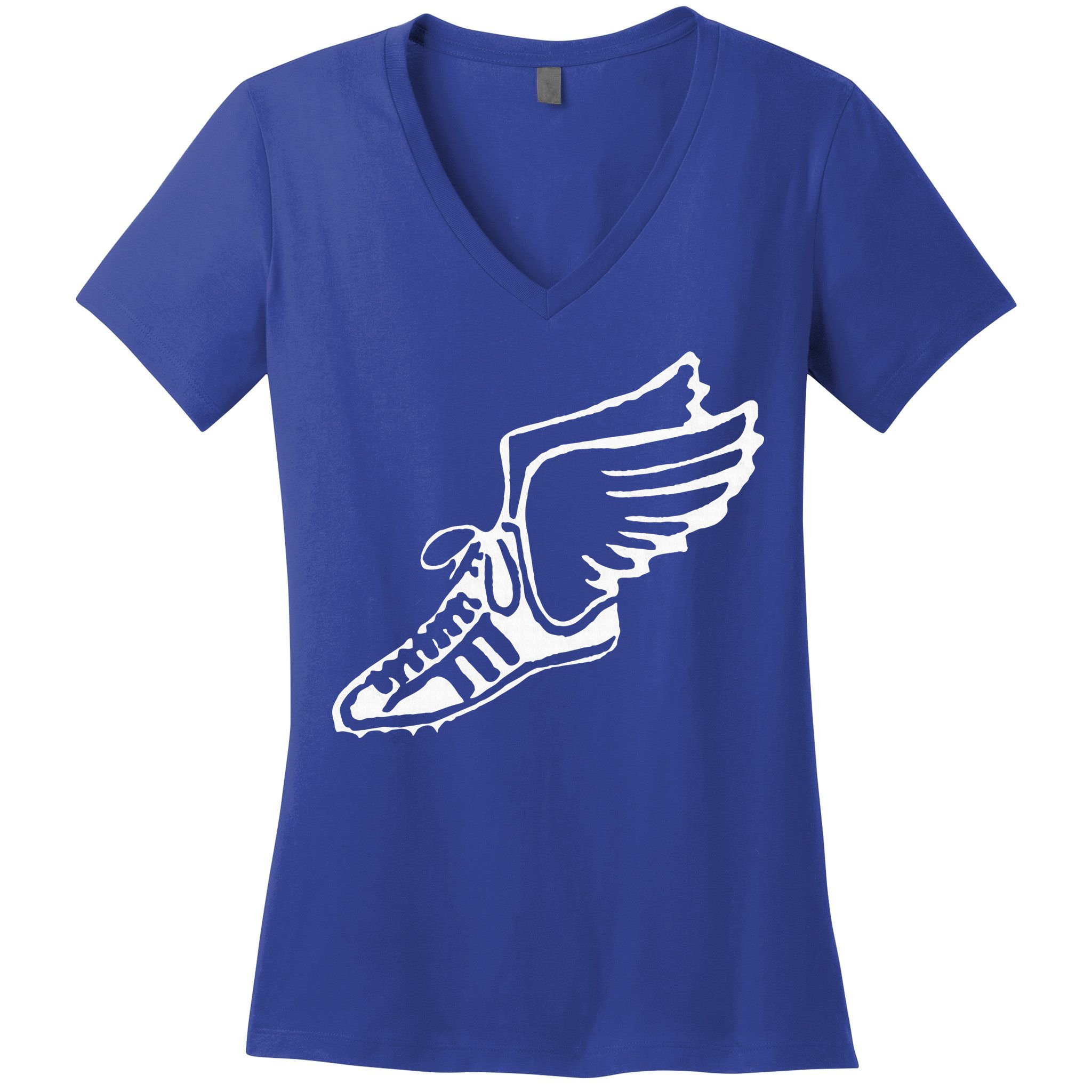 Running Shoe With Wings Track And Field Sneaker Women's V-Neck T-Shirt