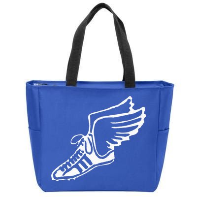 Running Shoe With Wings Track And Field Sneaker Zip Tote Bag