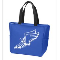 Running Shoe With Wings Track And Field Sneaker Zip Tote Bag