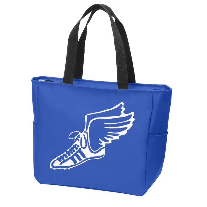 Running Shoe With Wings Track And Field Sneaker Zip Tote Bag