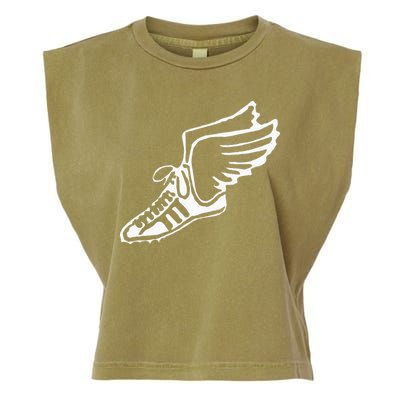 Running Shoe With Wings Track And Field Sneaker Garment-Dyed Women's Muscle Tee