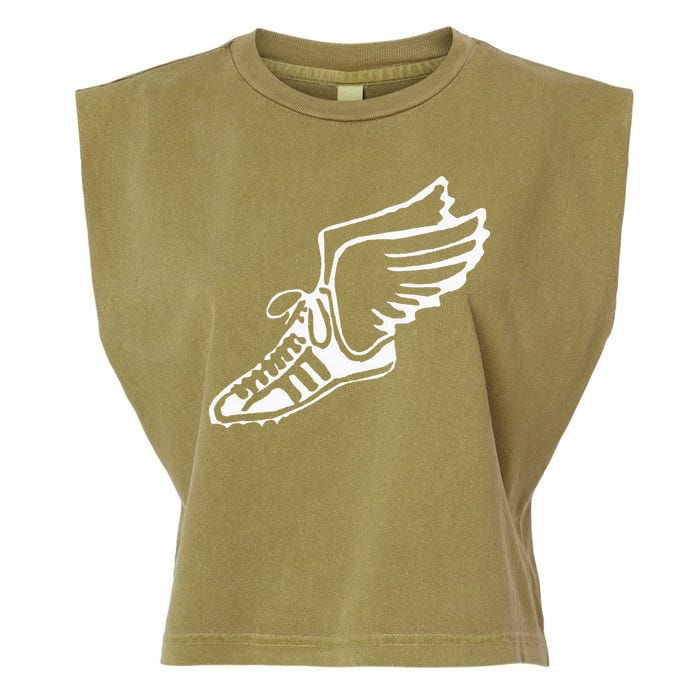 Running Shoe With Wings Track And Field Sneaker Garment-Dyed Women's Muscle Tee