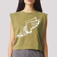 Running Shoe With Wings Track And Field Sneaker Garment-Dyed Women's Muscle Tee
