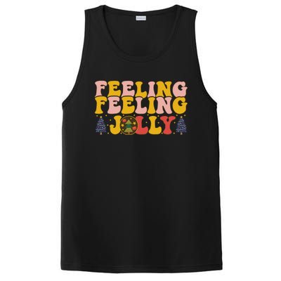 Retro Style Word Art Feelin Jolly Christmas Typography Funny Gift PosiCharge Competitor Tank