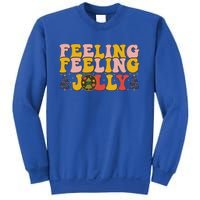 Retro Style Word Art Feelin Jolly Christmas Typography Funny Gift Sweatshirt