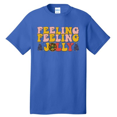 Retro Style Word Art Feelin Jolly Christmas Typography Funny Gift Tall T-Shirt