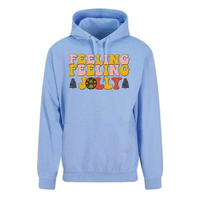 Retro Style Word Art Feelin Jolly Christmas Typography Funny Gift Unisex Surf Hoodie