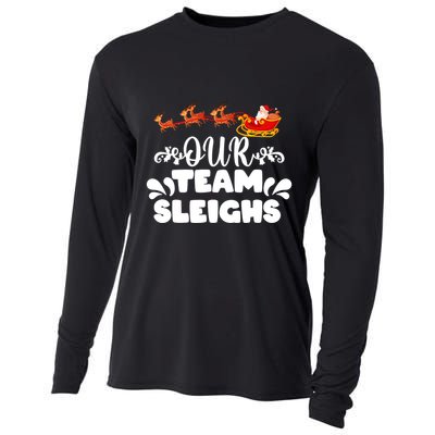 Reindeers SantaS Workers Our Team Sleighs Xmas Cooling Performance Long Sleeve Crew