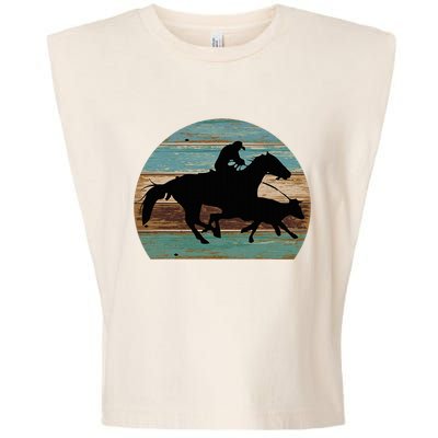 Retro Style Western Cowhorse Calf Roping Garment-Dyed Women's Muscle Tee