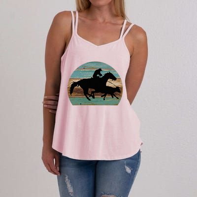 Retro Style Western Cowhorse Calf Roping Women's Strappy Tank