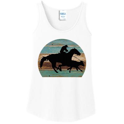 Retro Style Western Cowhorse Calf Roping Ladies Essential Tank