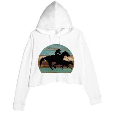 Retro Style Western Cowhorse Calf Roping Crop Fleece Hoodie