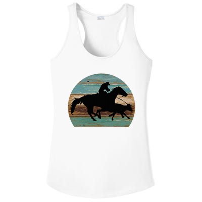 Retro Style Western Cowhorse Calf Roping Ladies PosiCharge Competitor Racerback Tank