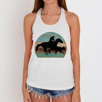 Retro Style Western Cowhorse Calf Roping Women's Knotted Racerback Tank